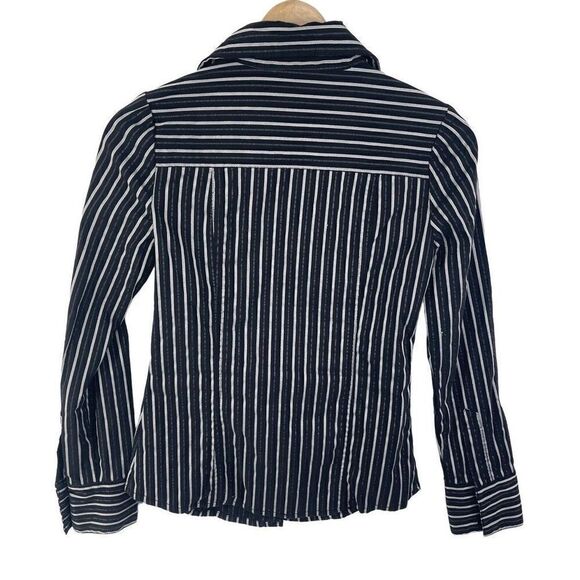 Zenana Outfitters Women's Button Down Dress Shirt Top Stripes Black Size Small - Picture 7 of 9